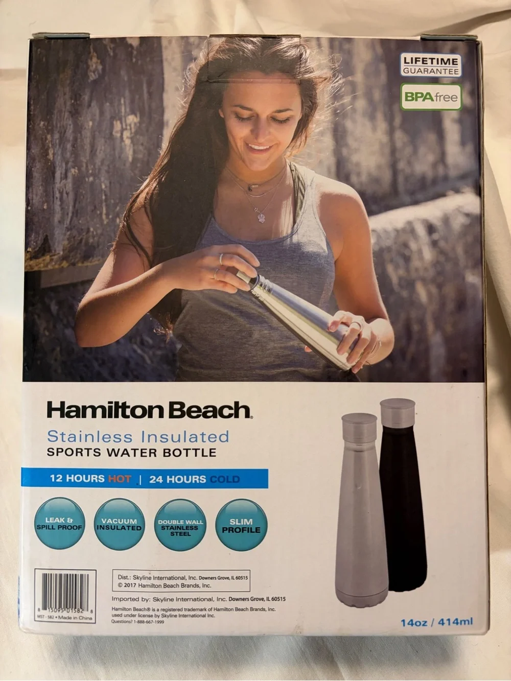 Hamilton Beach Stainless Insulated Sports Water Bottles - Silver & Black
